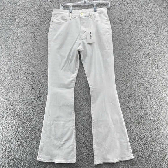 FRAME Le High‎ Flare White Denim Womens Jeans 31 New - Picture 1 of 11